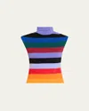 Christopher John Rogers Striped Wool-blend Turtleneck Tank In Rainbow Multi