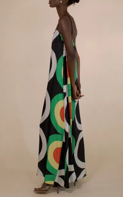 Christopher John Rogers Solna Dot Column Silk Maxi Dress In Black
