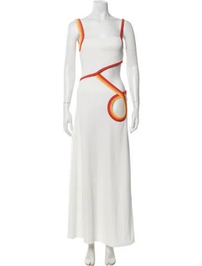 Pre-owned Christopher John Rogers Square Neckline Long Dress In White