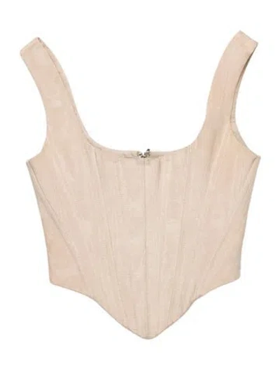 Pre-owned Christopher John Rogers Square Neckline Sleeveless Crop Top In Neutral