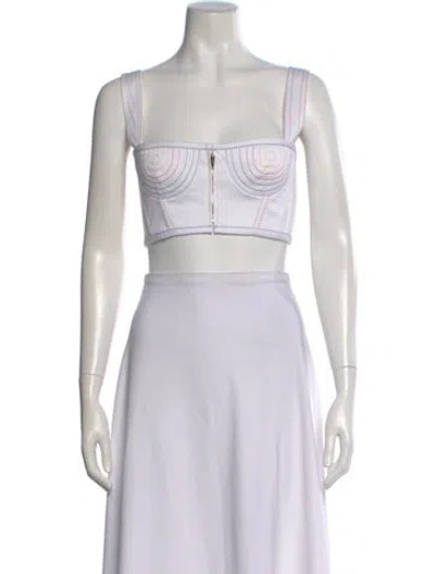 Pre-owned Christopher John Rogers Square Neckline Sleeveless Crop Top W/ Tags In White
