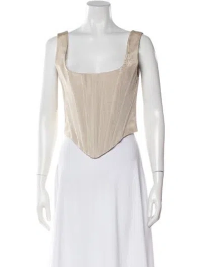 Pre-owned Christopher John Rogers Square Neckline Sleeveless Top In Neutrals