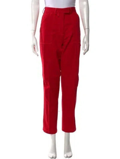 Pre-owned Christopher John Rogers Straight Leg Pants In Red