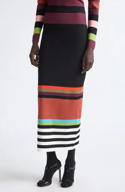 Christopher John Rogers Stripe Pencil Skirt In Black