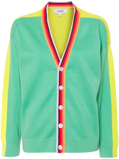 Christopher John Rogers Color-block Cutout Wool-blend Cardigan In Green