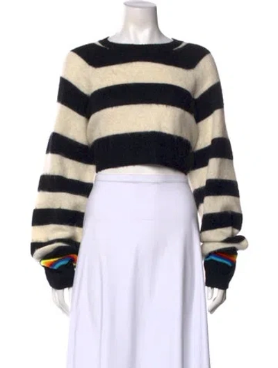 Pre-owned Christopher John Rogers Striped Bateau Neckline Sweater In Black