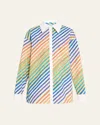 Christopher John Rogers Striped Bias Button-down Shirt In Rainbow Multi