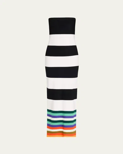Christopher John Rogers Strapless Striped Stretch-knit Maxi Dress In Multi