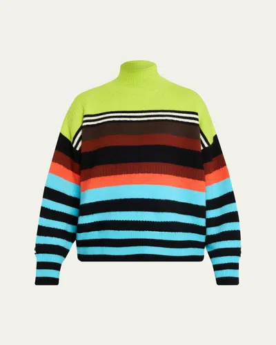 Christopher John Rogers Striped Brushed Wool Turtleneck Sweater