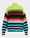 Christopher John Rogers Striped Ribbed Wool-blend Turtleneck Sweater In Multi
