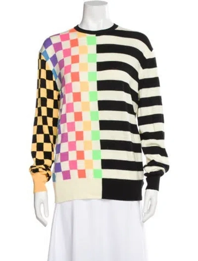 Pre-owned Christopher John Rogers Striped Crew Neck Sweater In Neutral