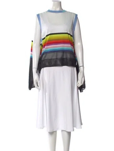 Pre-owned Christopher John Rogers Striped Crew Neck Top W/ Tags In White