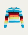 Christopher John Rogers Striped Crop Crewneck Cardigan In Multi