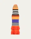 Christopher John Rogers Striped Halter Neck Ruffle Dress