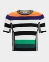 Christopher John Rogers Striped Knit Crop Baby Tee