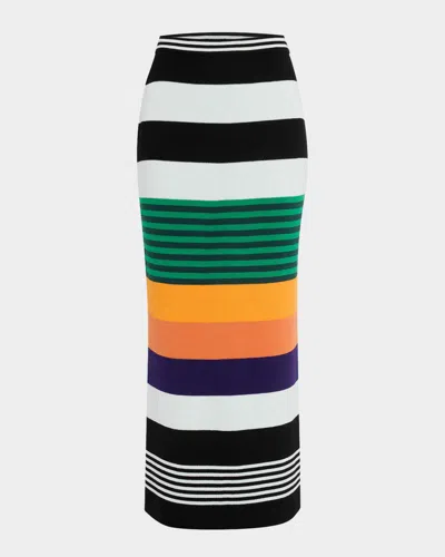 Christopher John Rogers Striped Knit Midi Pencil Skirt