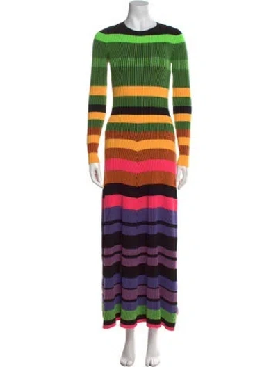 Pre-owned Christopher John Rogers Striped Long Dress In Black