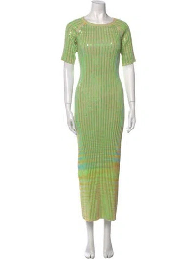 Pre-owned Christopher John Rogers Striped Long Dress In Green
