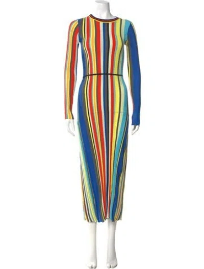 Pre-owned Christopher John Rogers Striped Long Dress In Multi