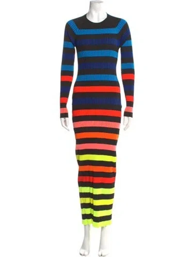 Pre-owned Christopher John Rogers Striped Long Dress In Multi