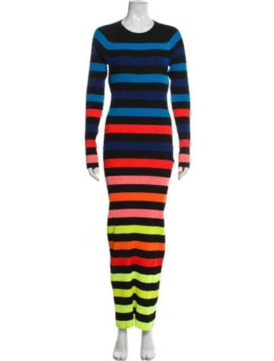 Pre-owned Christopher John Rogers Striped Long Dress In Multi