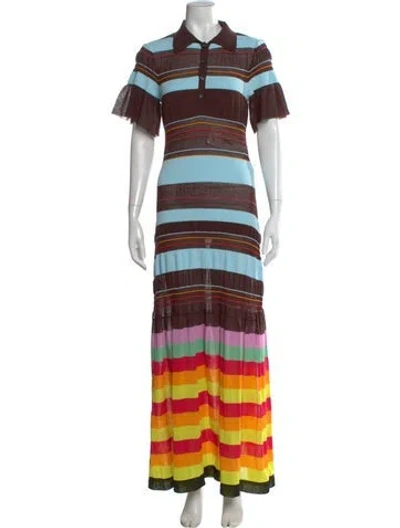 Pre-owned Christopher John Rogers Striped Long Dress In Multi