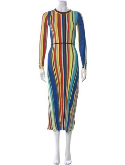 Pre-owned Christopher John Rogers Striped Long Dress In Multi