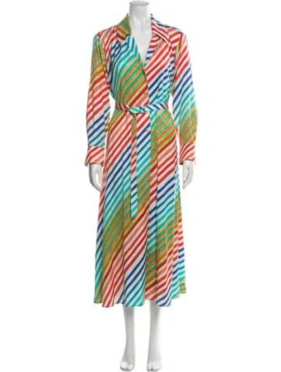 Pre-owned Christopher John Rogers Striped Long Dress In Multi