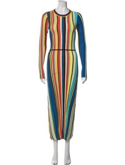 Pre-owned Christopher John Rogers Striped Long Dress In Multicolor