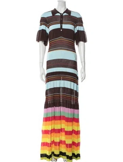 Pre-owned Christopher John Rogers Striped Long Dress In Multicolor