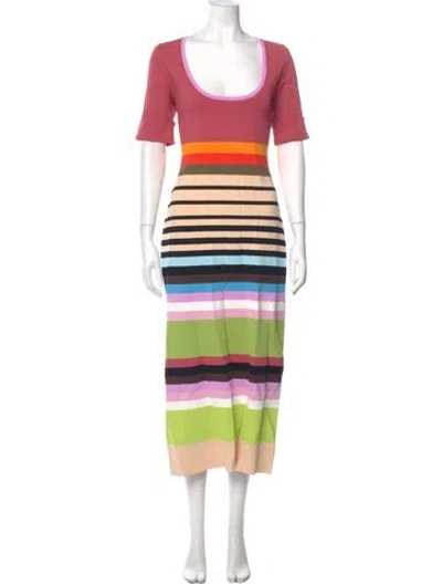 Pre-owned Christopher John Rogers Striped Long Dress In Pink