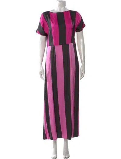 Pre-owned Christopher John Rogers Striped Long Dress In Pink