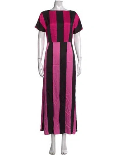 Pre-owned Christopher John Rogers Striped Long Dress In Pink