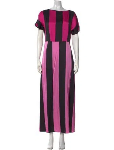 Pre-owned Christopher John Rogers Striped Long Dress In Pink