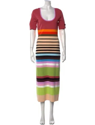 Pre-owned Christopher John Rogers Striped Long Dress In Pink