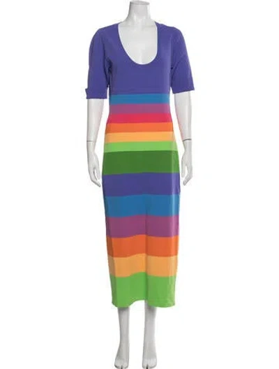 Pre-owned Christopher John Rogers Striped Long Dress In Purple