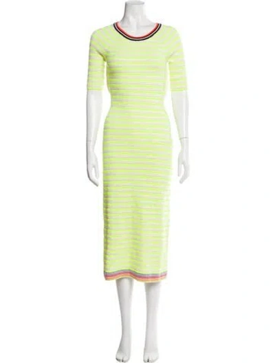 Pre-owned Christopher John Rogers Striped Long Dress W/ Tags In Green