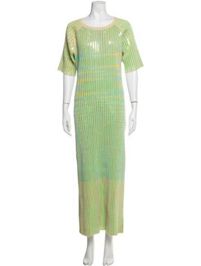 Pre-owned Christopher John Rogers Striped Long Dress W/ Tags In Green