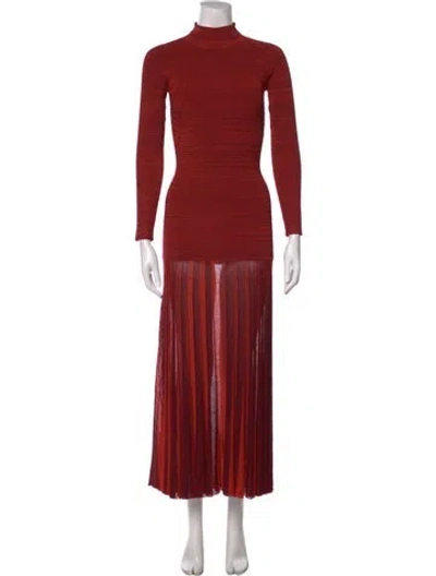 Pre-owned Christopher John Rogers Striped Long Dress W/ Tags In Red