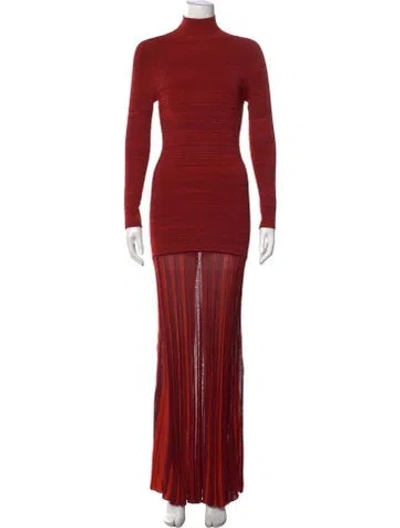 Pre-owned Christopher John Rogers Striped Long Dress W/ Tags In Red