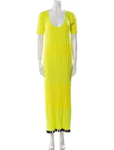 Pre-owned Christopher John Rogers Striped Long Dress W/ Tags In Yellow