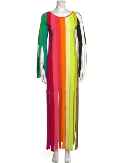 Pre-owned Christopher John Rogers Striped Long Dress In Yellow