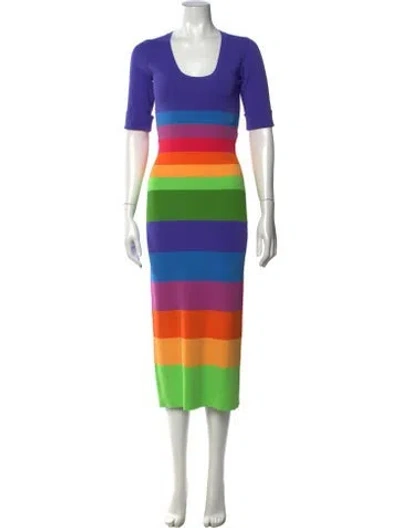 Pre-owned Christopher John Rogers Striped Midi Length Dress In Purple