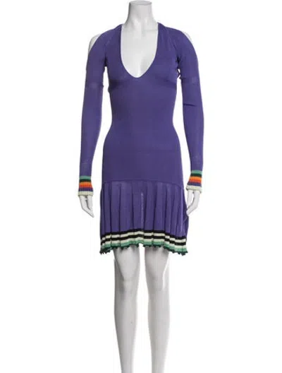 Pre-owned Christopher John Rogers Striped Mini Dress In Purple