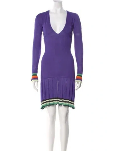 Pre-owned Christopher John Rogers Striped Mini Dress W/ Tags In Purple