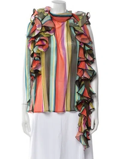 Pre-owned Christopher John Rogers Striped Sleeveless Blouse In Multi