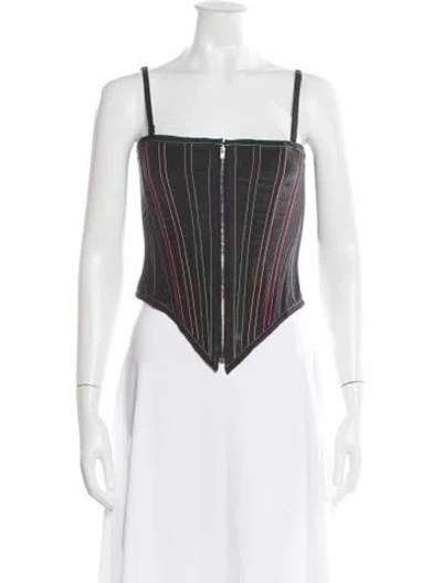 Pre-owned Christopher John Rogers Striped Square Neckline Top In White