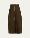 Christopher John Rogers Cotton-twill Wide-leg Pants In Green