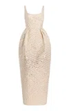 Christopher John Rogers Textured Wiggle-dot Tulip Gown In White