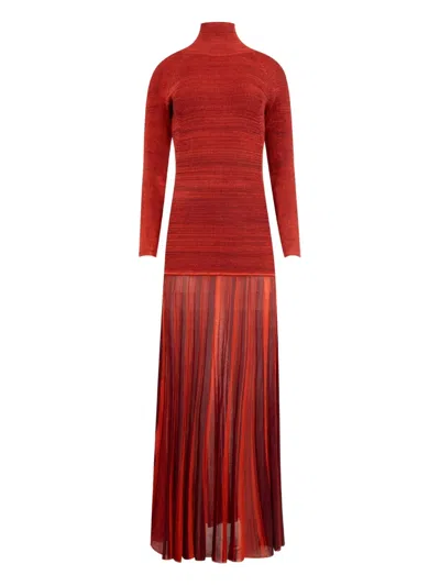 CHRISTOPHER JOHN ROGERS TURTLENECK RIBBED MAXI DRESS